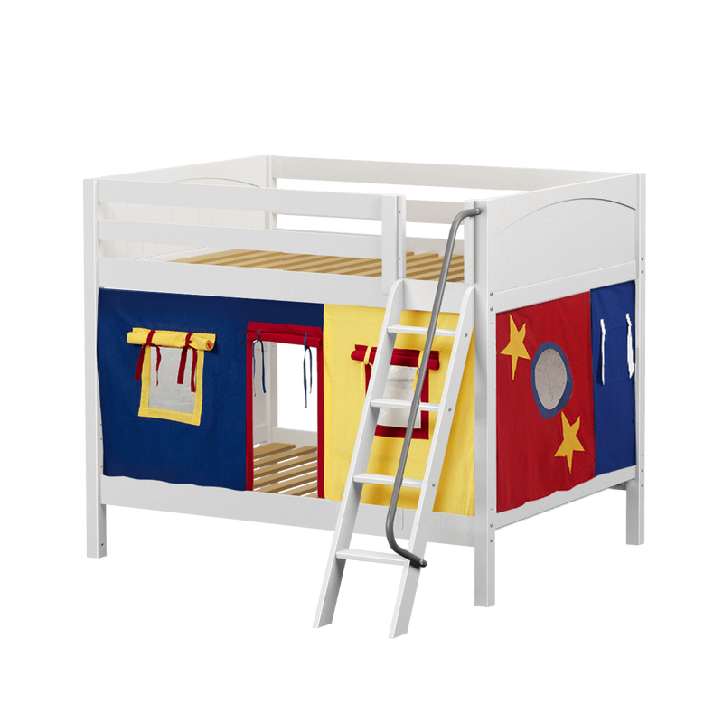 Maxtrix Full Medium Bunk Bed with Angled Ladder + Curtain