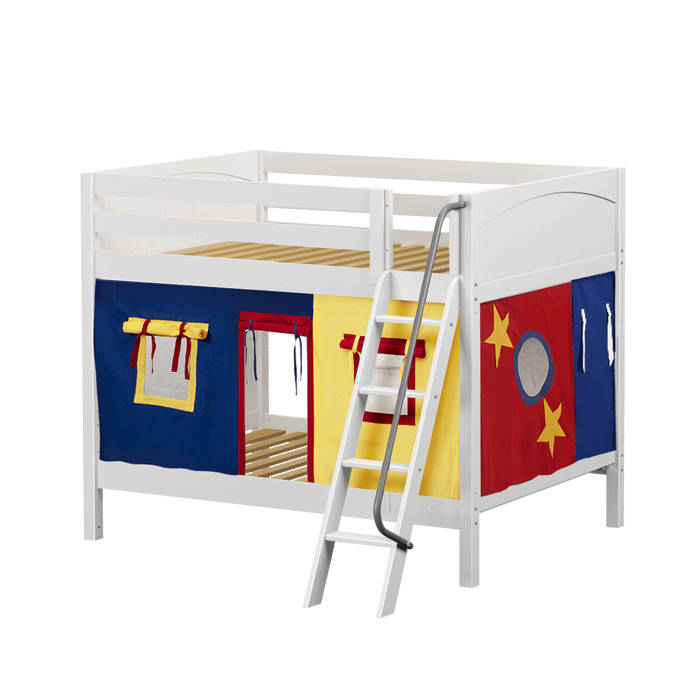 Maxtrix Full Medium Bunk Bed with Angled Ladder + Curtain