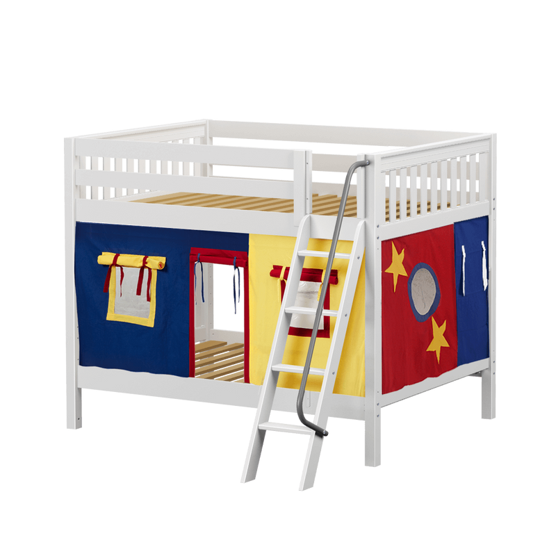 Maxtrix Full Medium Bunk Bed with Angled Ladder + Curtain