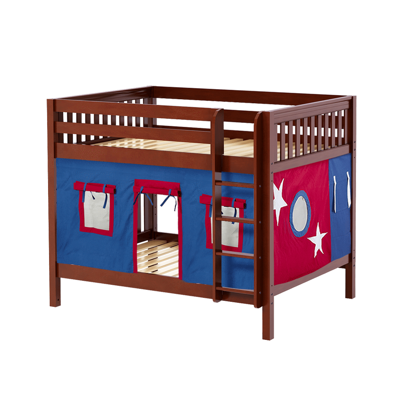Maxtrix Full Medium Bunk Bed with Straight Ladder + Curtain