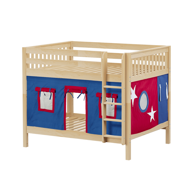 Maxtrix Full Medium Bunk Bed with Straight Ladder + Curtain