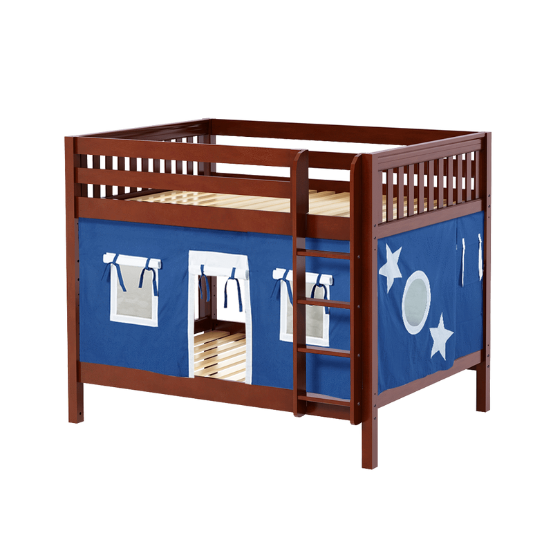 Maxtrix Full Medium Bunk Bed with Straight Ladder + Curtain