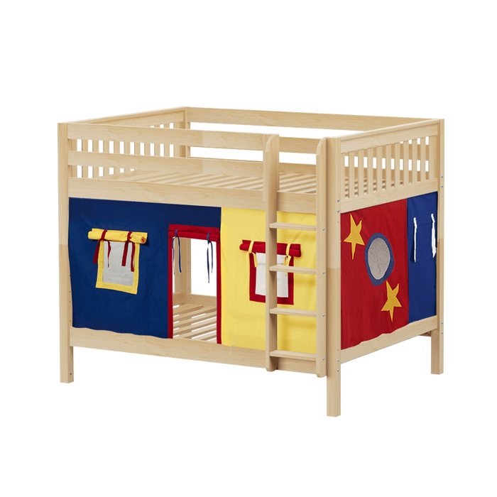 Maxtrix Full Medium Bunk Bed with Straight Ladder + Curtain
