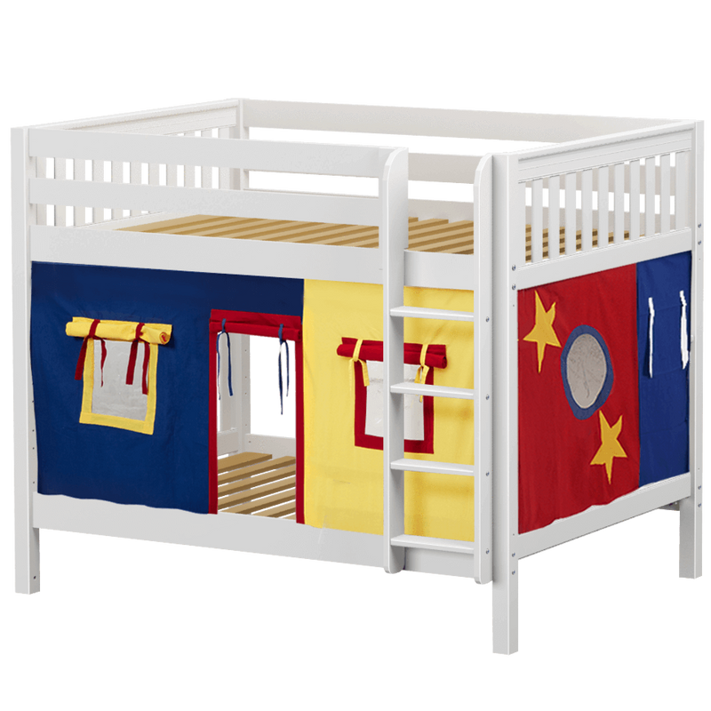 Maxtrix Full Medium Bunk Bed with Straight Ladder + Curtain