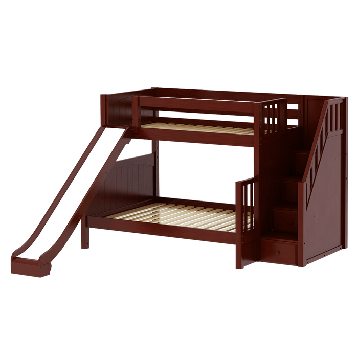 Maxtrix Medium Twin XL over Full XL Bunk Bed with Stairs + Slide