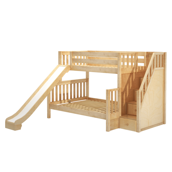 Maxtrix Medium Twin XL over Full XL Bunk Bed with Stairs + Slide