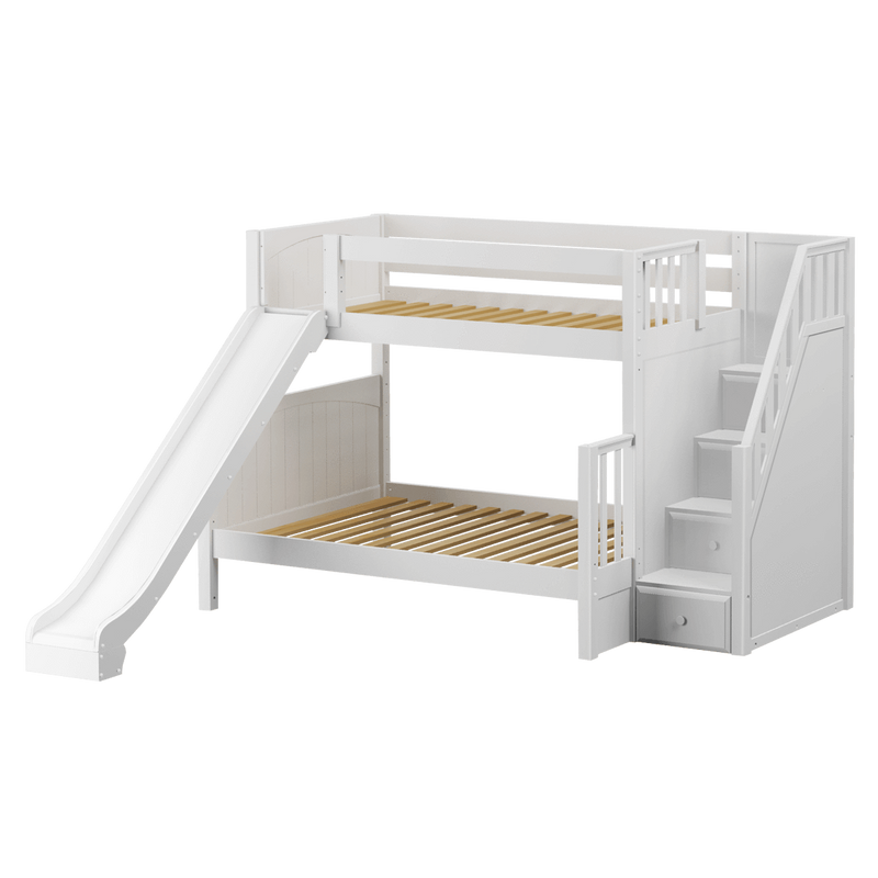 Maxtrix Medium Twin XL over Full XL Bunk Bed with Stairs + Slide