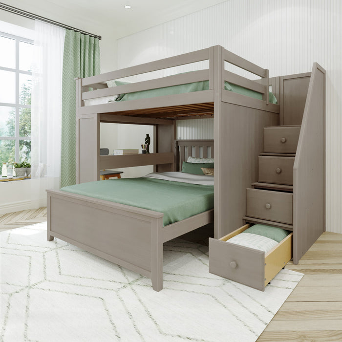 Jackpot Deluxe Fulham Full over Full L-Shape Bunk with Staircase + Desk