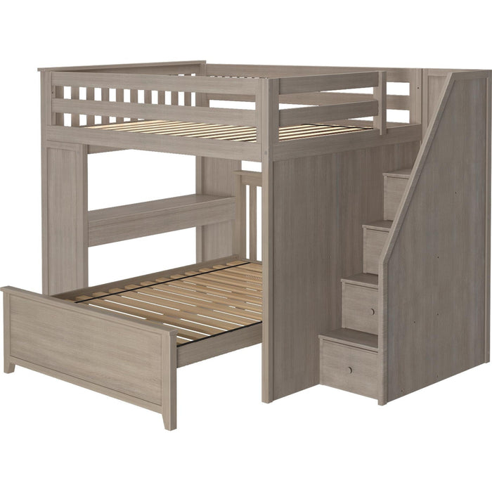 Jackpot Deluxe Fulham Full over Full L-Shape Bunk with Staircase + Desk