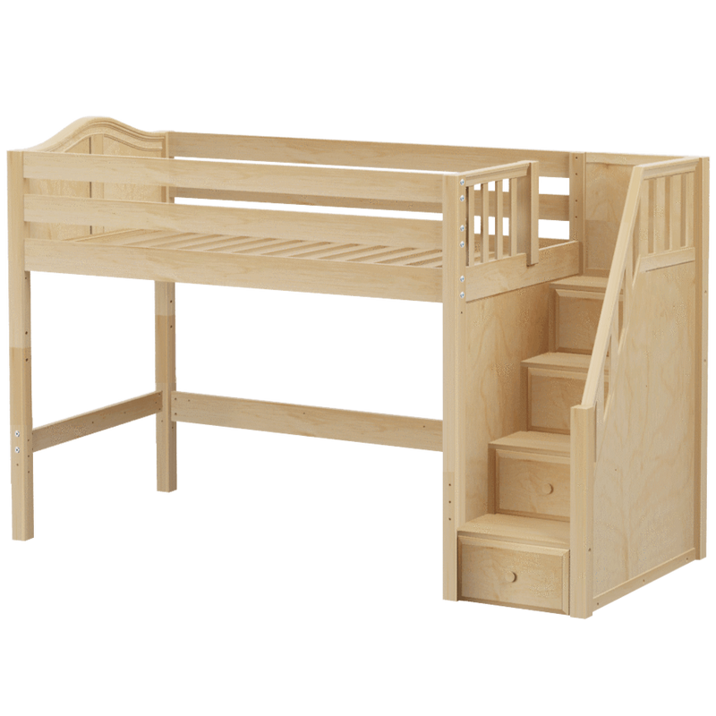 Maxtrix Twin Mid Loft Bed with Stairs
