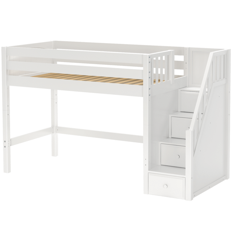 Maxtrix Twin Mid Loft Bed with Stairs