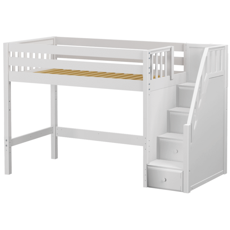 Maxtrix Twin Mid Loft Bed with Stairs