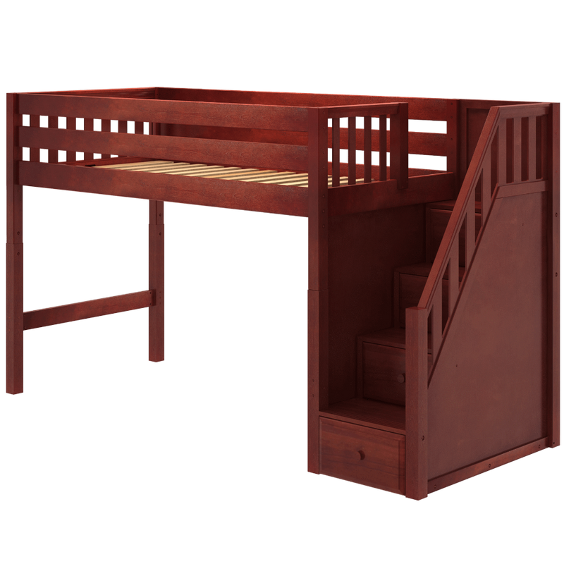 Maxtrix Twin XL Mid Loft Bed with Stairs