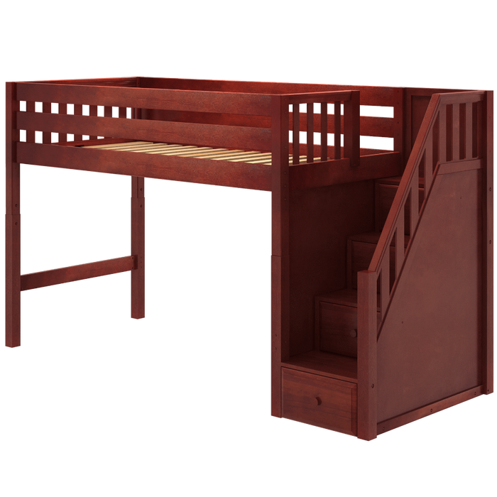 Maxtrix Twin XL Mid Loft Bed with Stairs