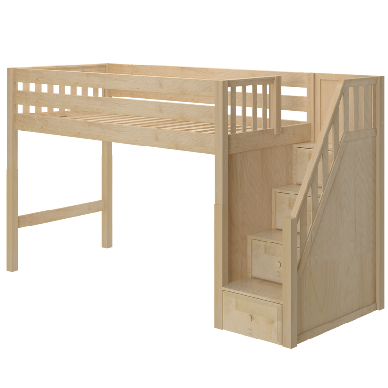 Maxtrix Twin XL Mid Loft Bed with Stairs