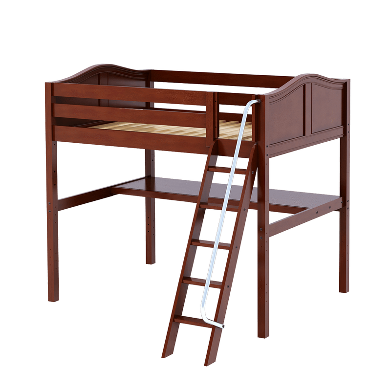 Maxtrix Full High Loft Bed with Angled Ladder + Desk