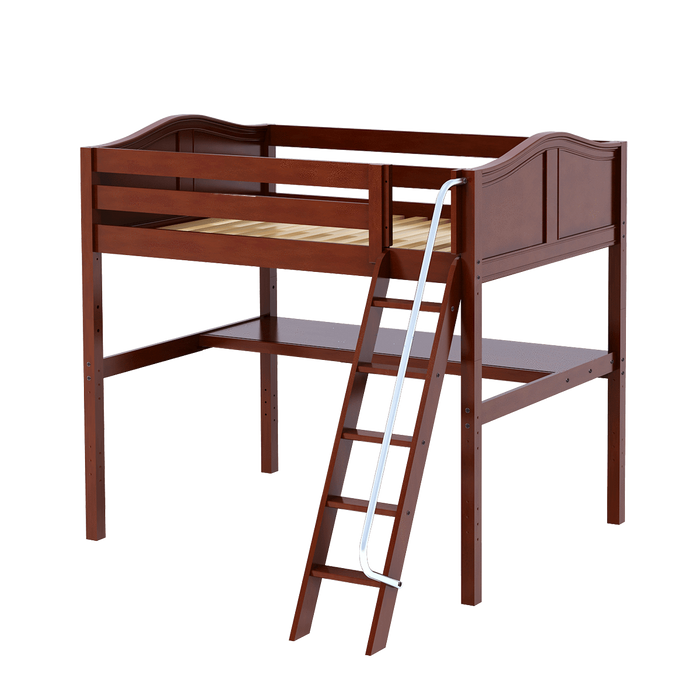 Maxtrix Full High Loft Bed with Angled Ladder + Desk