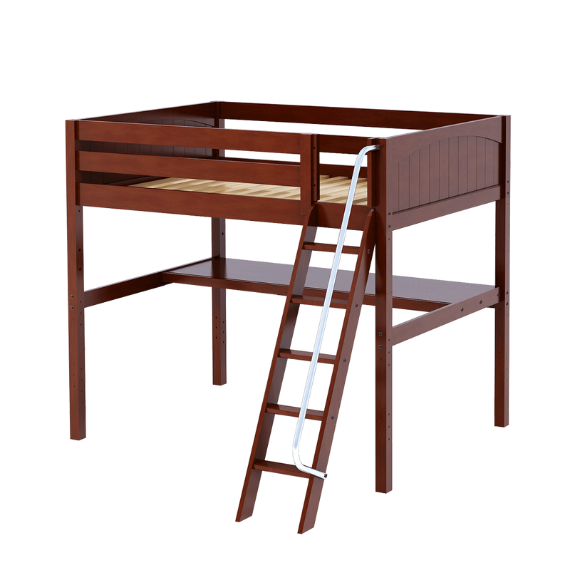 Maxtrix Full High Loft Bed with Angled Ladder + Desk