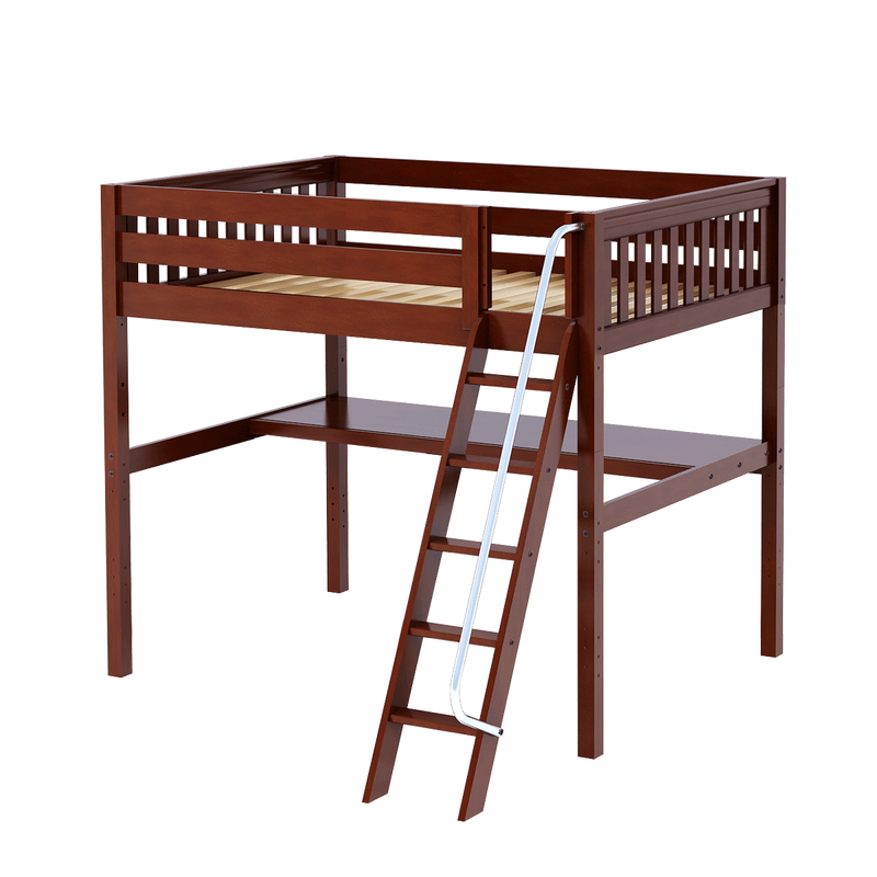 Maxtrix Full High Loft Bed with Angled Ladder + Desk