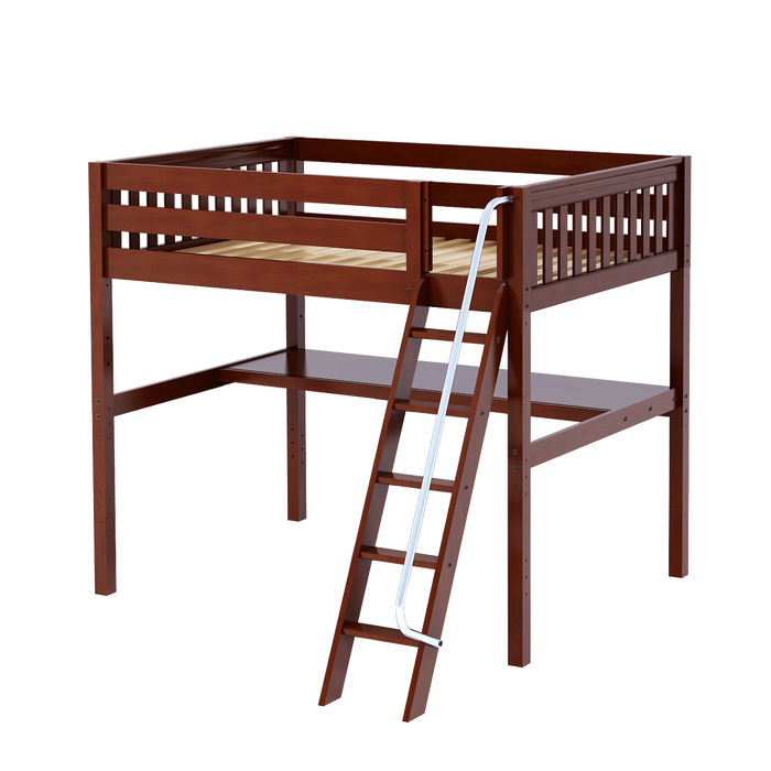 Maxtrix Full High Loft Bed with Angled Ladder + Desk