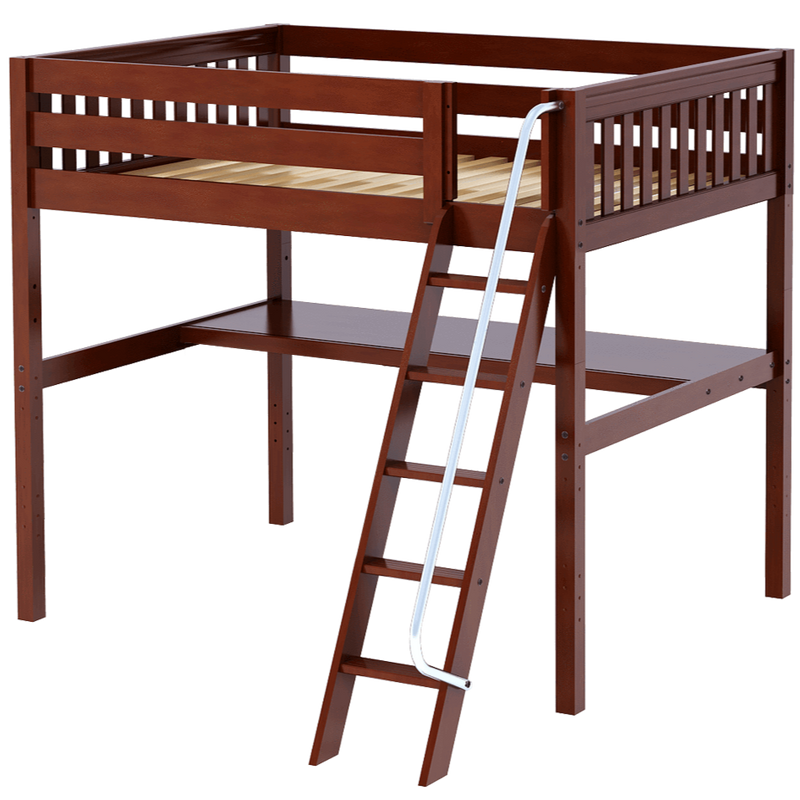 Maxtrix Full XL High Loft Bed with Angled Ladder + Desk