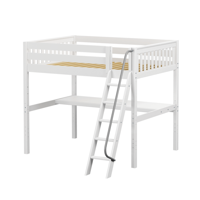 Maxtrix Full High Loft Bed with Angled Ladder + Desk