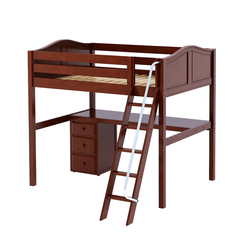 Maxtrix Full High Loft Bed with Angled Ladder + Desk