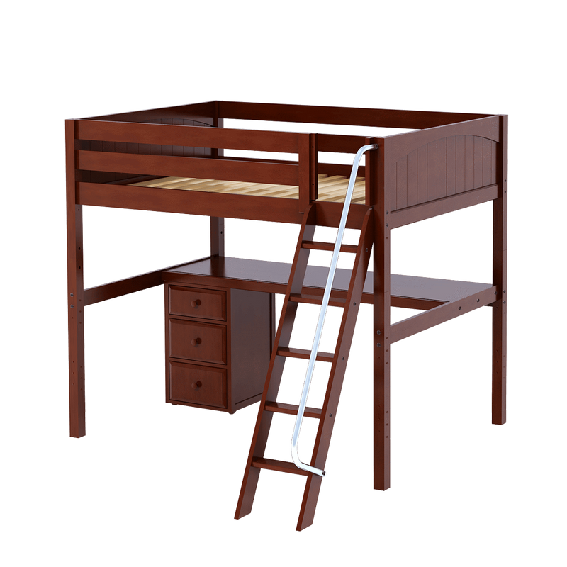 Maxtrix Full High Loft Bed with Angled Ladder + Desk