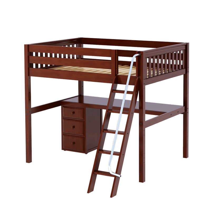 Maxtrix Full High Loft Bed with Angled Ladder + Desk