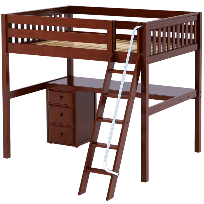 Maxtrix Full XL High Loft Bed with Angled Ladder + Desk