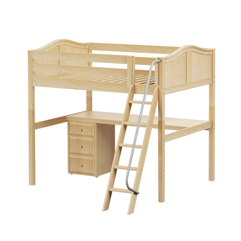 Maxtrix Full High Loft Bed with Angled Ladder + Desk