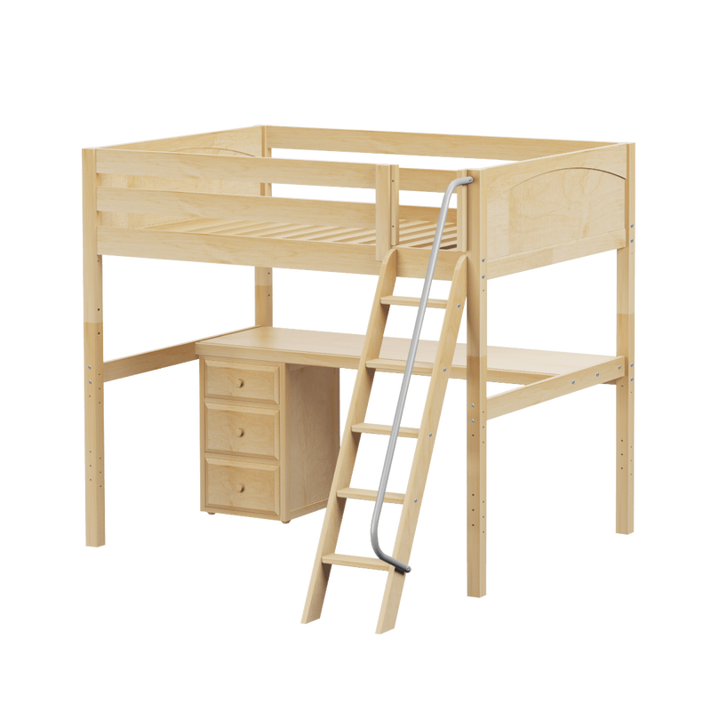 Maxtrix Full High Loft Bed with Angled Ladder + Desk