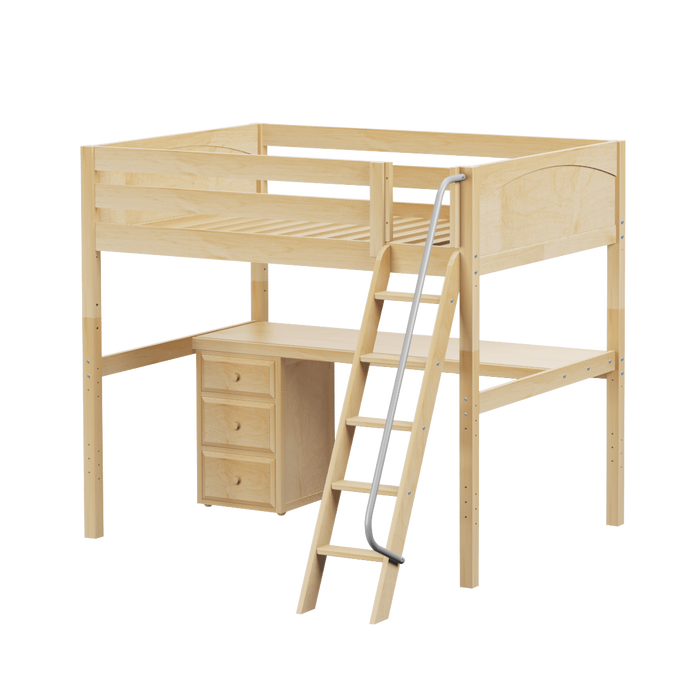 Maxtrix Full High Loft Bed with Angled Ladder + Desk