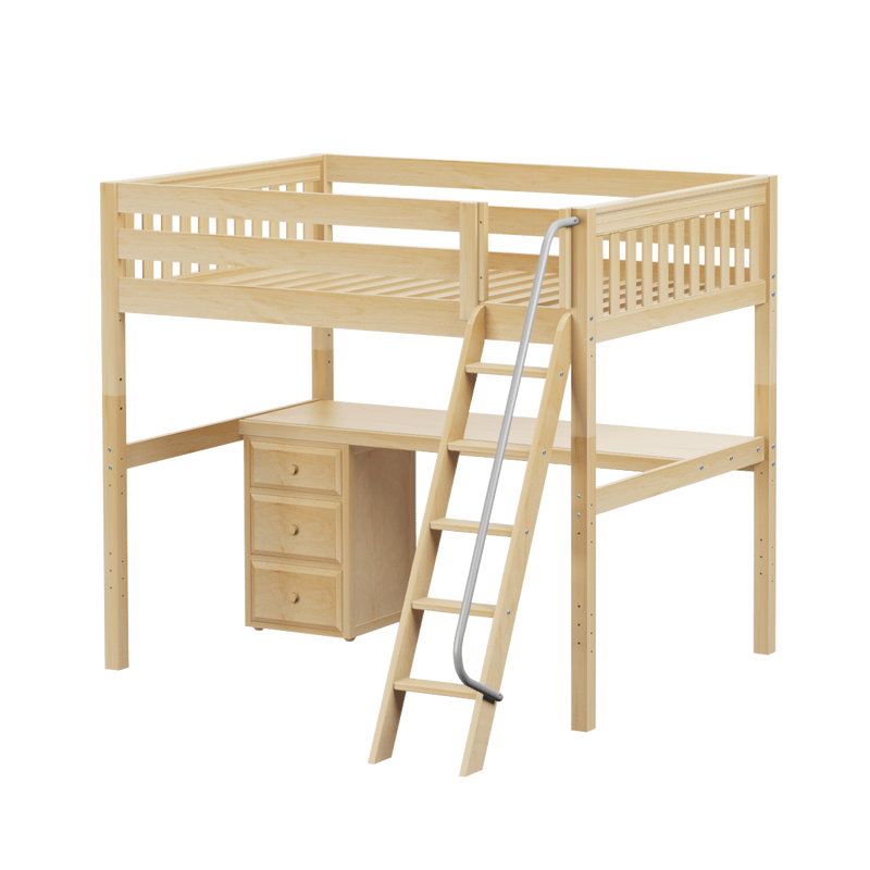 Maxtrix Full High Loft Bed with Angled Ladder + Desk