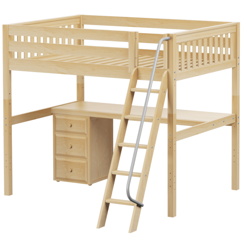 Maxtrix Full XL High Loft Bed with Angled Ladder + Desk