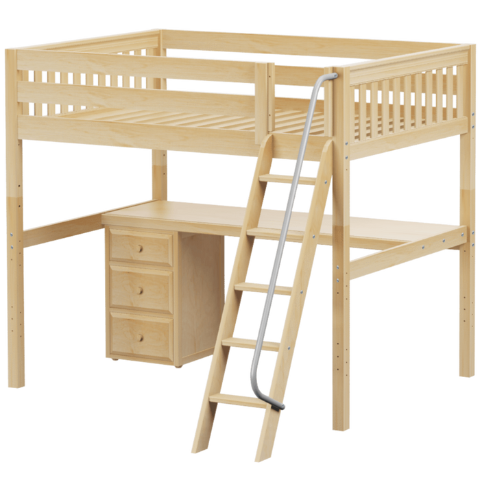 Maxtrix Full XL High Loft Bed with Angled Ladder + Desk