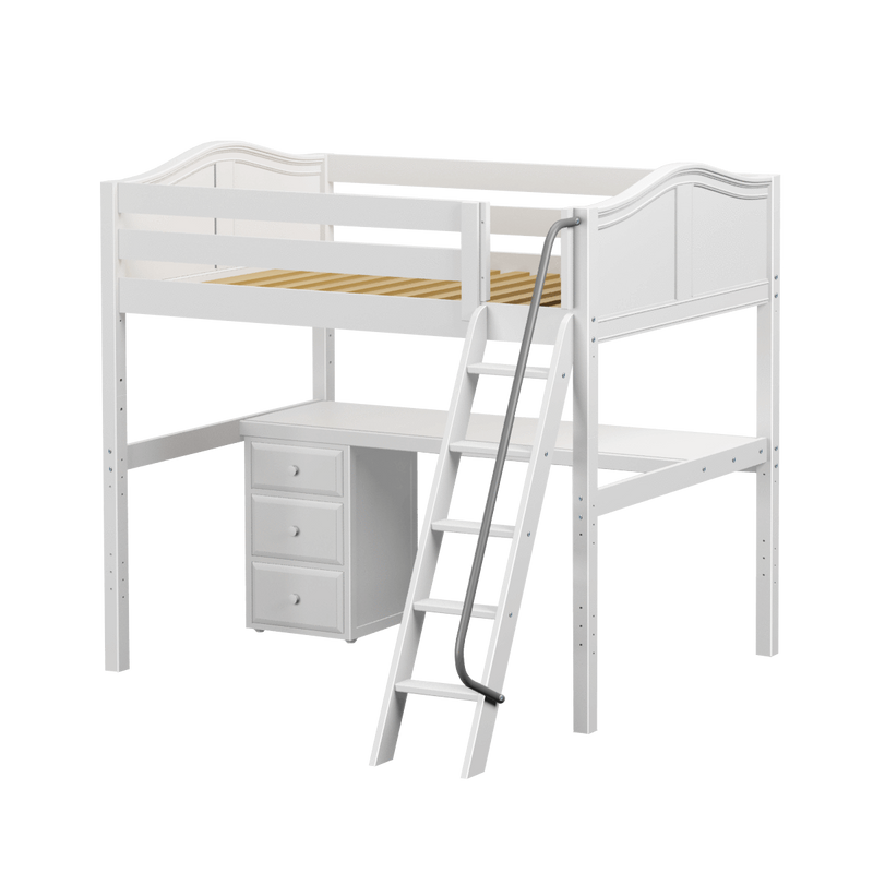 Maxtrix Full High Loft Bed with Angled Ladder + Desk