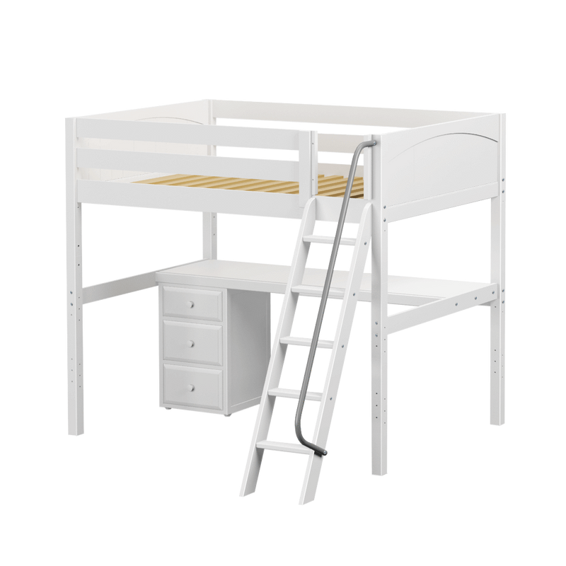 Maxtrix Full High Loft Bed with Angled Ladder + Desk