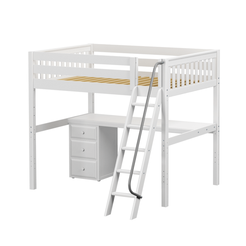 Maxtrix Full High Loft Bed with Angled Ladder + Desk