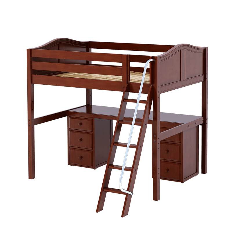 Maxtrix Full High Loft Bed with Angled Ladder + Desk