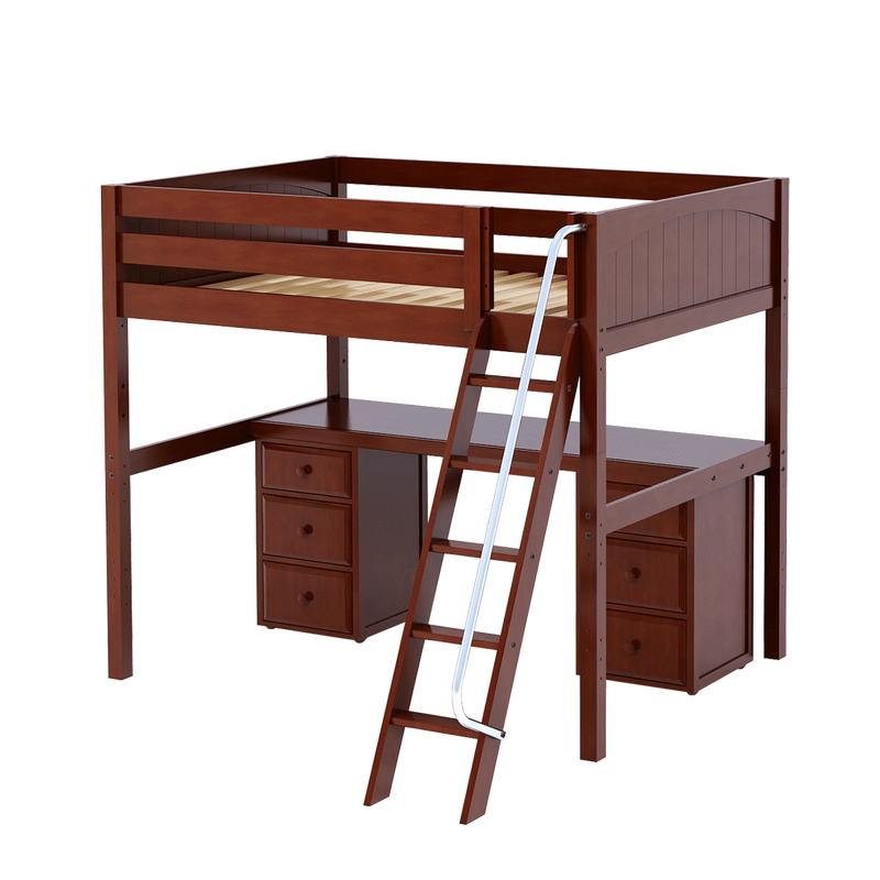 Maxtrix Full High Loft Bed with Angled Ladder + Desk