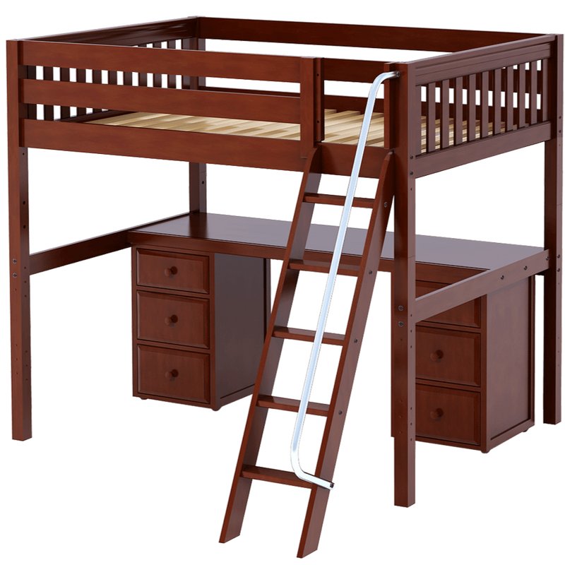 Maxtrix Full XL High Loft Bed with Angled Ladder + Desk