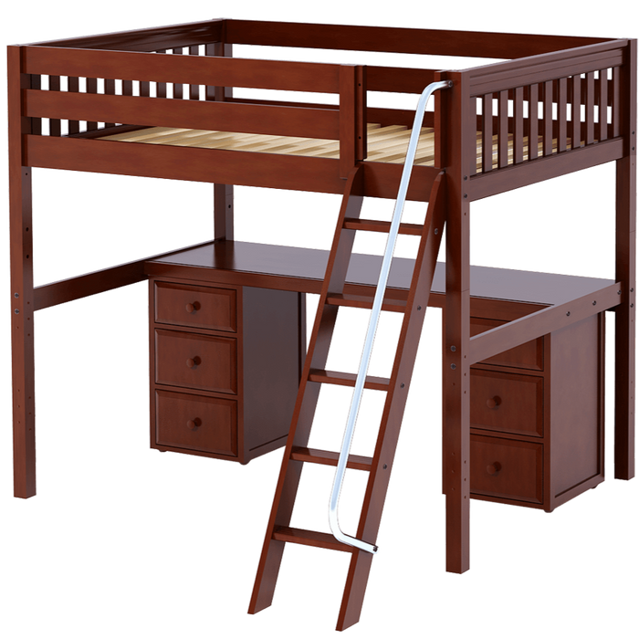 Maxtrix Full XL High Loft Bed with Angled Ladder + Desk