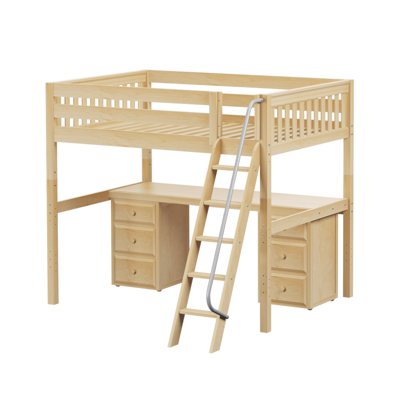 Maxtrix Full High Loft Bed with Angled Ladder + Desk