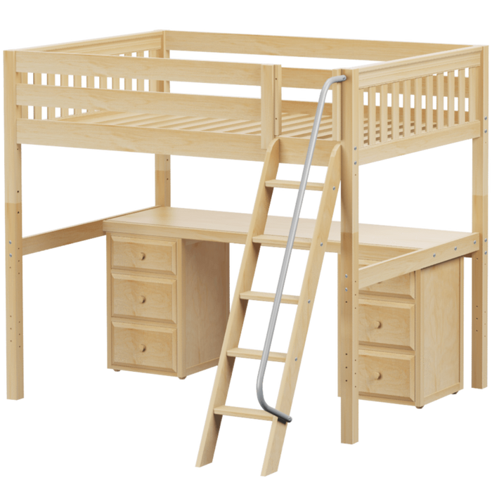Maxtrix Full XL High Loft Bed with Angled Ladder + Desk
