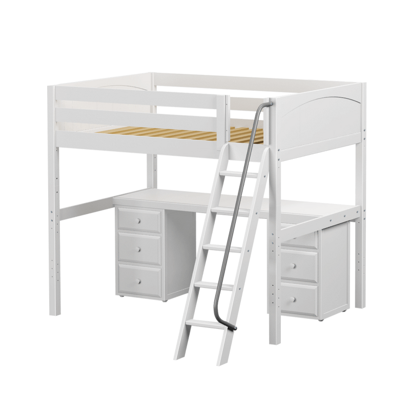 Maxtrix Full High Loft Bed with Angled Ladder + Desk