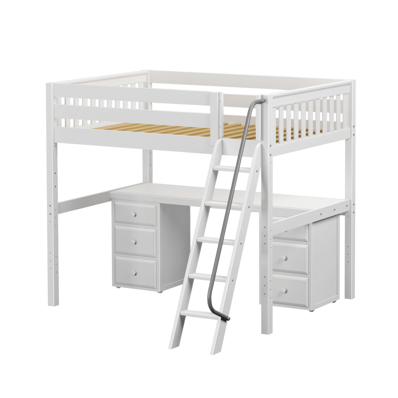 Maxtrix Full High Loft Bed with Angled Ladder + Desk