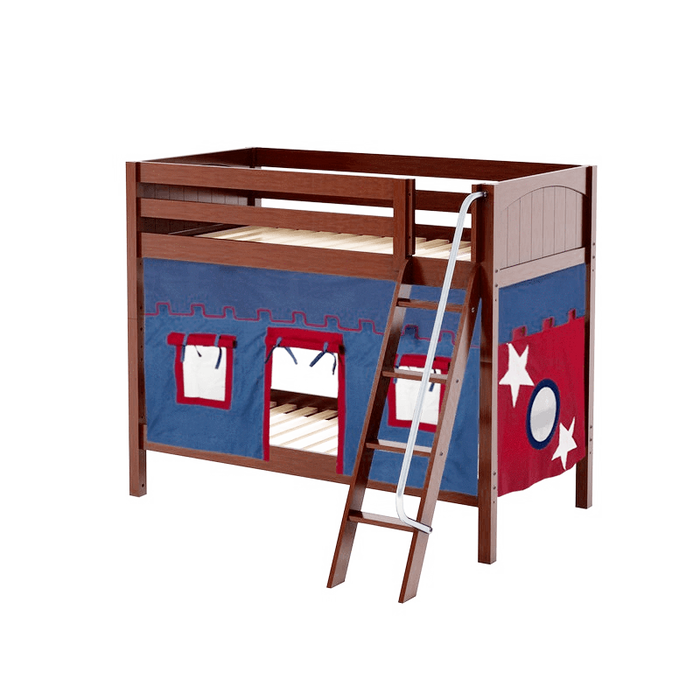 Maxtrix Twin Medium Bunk Bed with Angled Ladder + Curtain