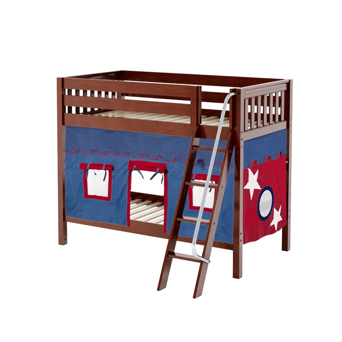 Maxtrix Twin Medium Bunk Bed with Angled Ladder + Curtain