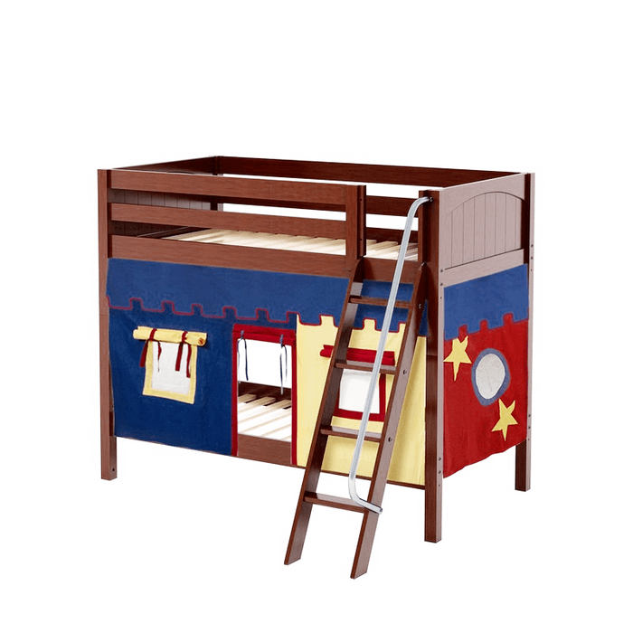 Maxtrix Twin Medium Bunk Bed with Angled Ladder + Curtain